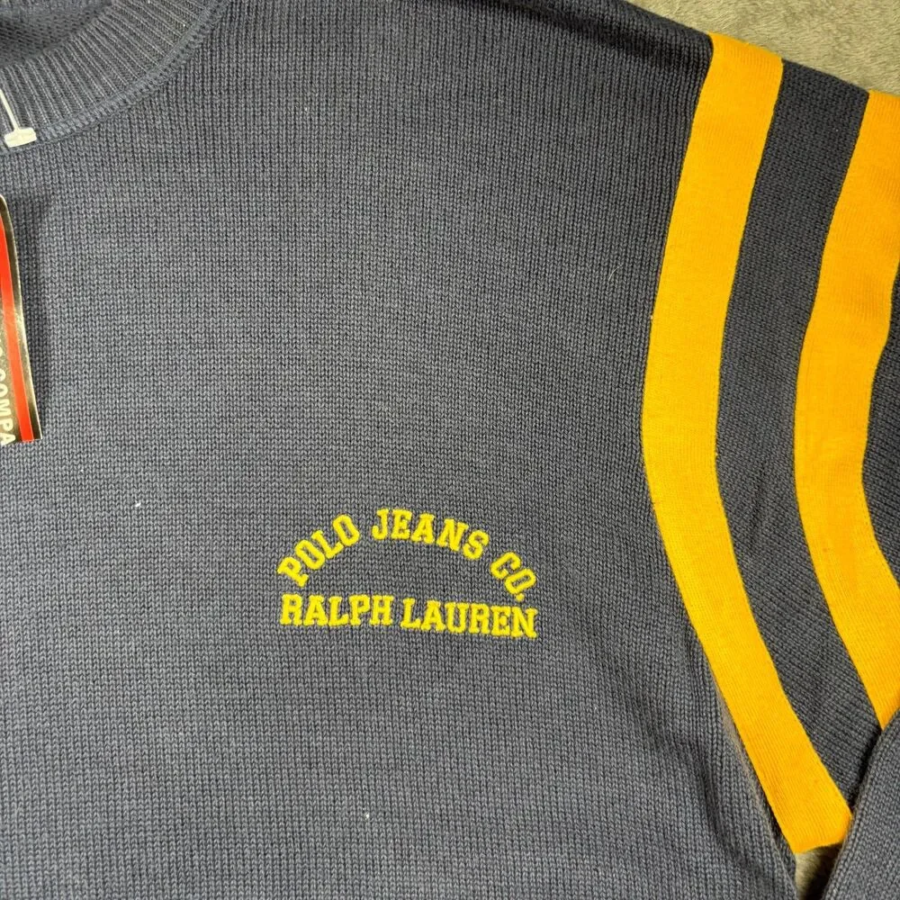 Ralph Lauren Polo Jeans Co Men Sweater Vintage Y2K NWT Rugby Navy Gold XXL K112